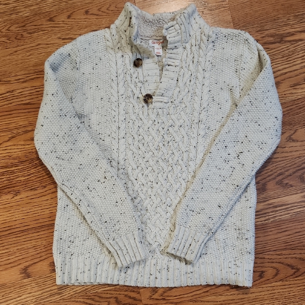 Cat & Jack Cream Knit Sweater. Boys L.